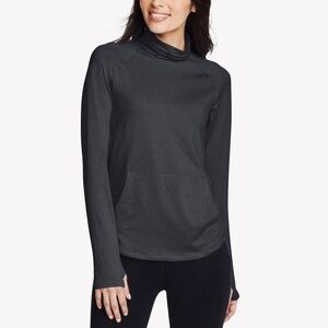 Eddie Bauer Ladies’ Active Funnel Neck Long Sleeves Top, Dark Gray, XS, NWT
